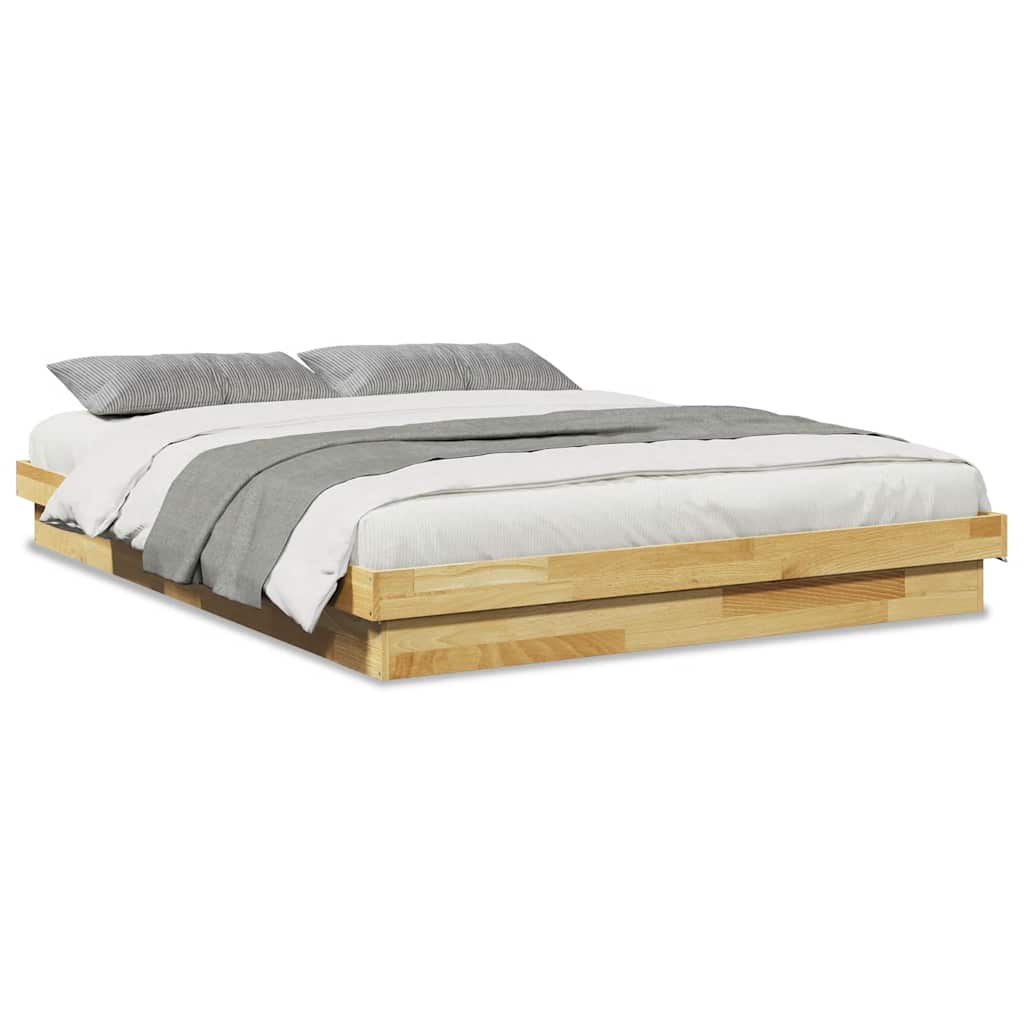 Bed Frame without Mattress 135x190 cm Solid Wood Oak