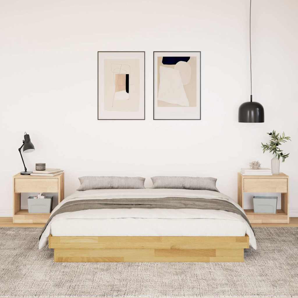 Bed Frame without Mattress 135x190 cm Solid Wood Oak