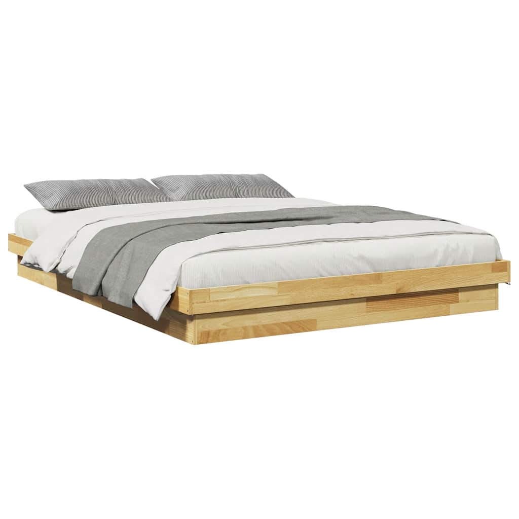 Bed Frame without Mattress 135x190 cm Solid Wood Oak