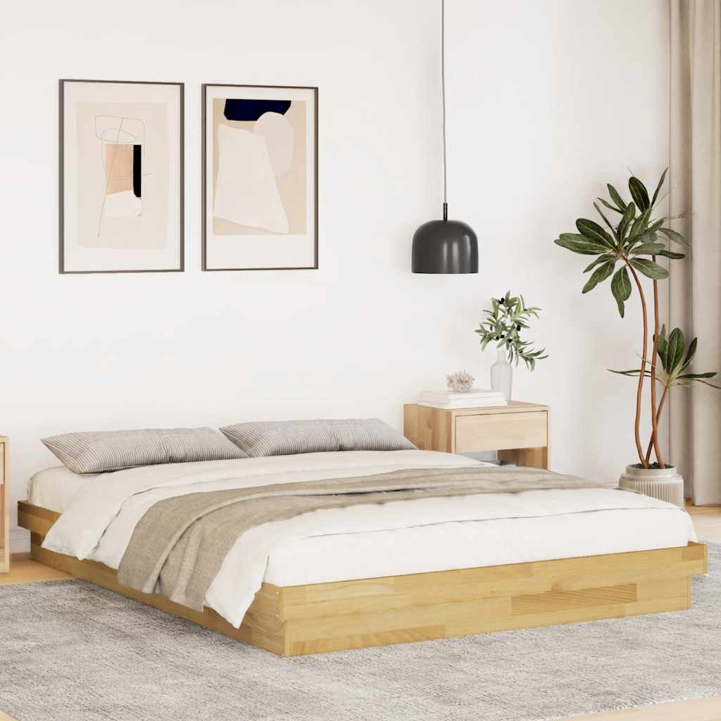 Bed Frame without Mattress 135x190 cm Solid Wood Oak