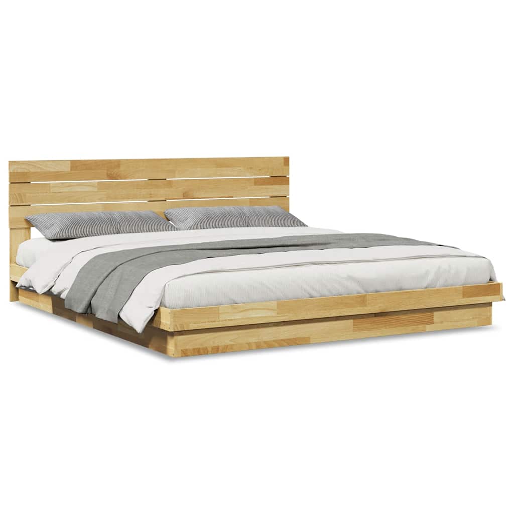 Bed Frame with Headboard without Mattress 180x200 cm Solid Wood Oak