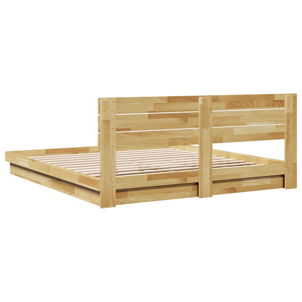 Bed Frame with Headboard without Mattress 180x200 cm Solid Wood Oak