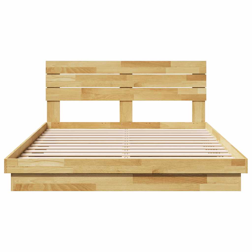 Bed Frame with Headboard without Mattress 150x200 cm Solid Wood Oak