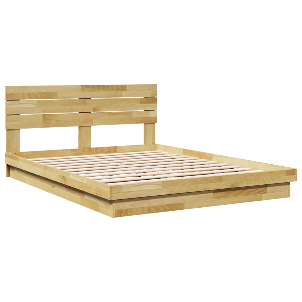 Bed Frame with Headboard without Mattress 135x190 cm Solid Wood Oak