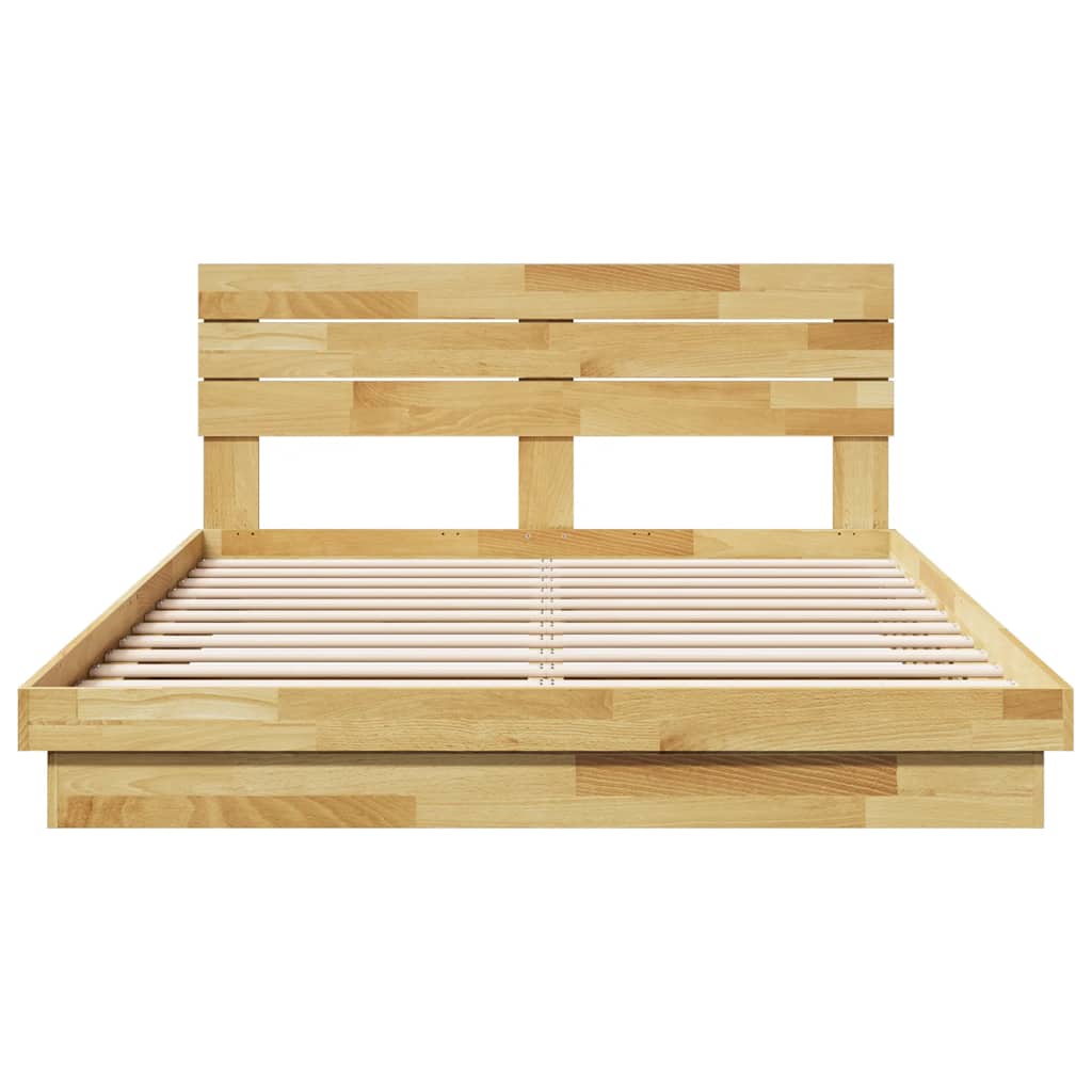 Bed Frame with Headboard without Mattress 135x190 cm Solid Wood Oak