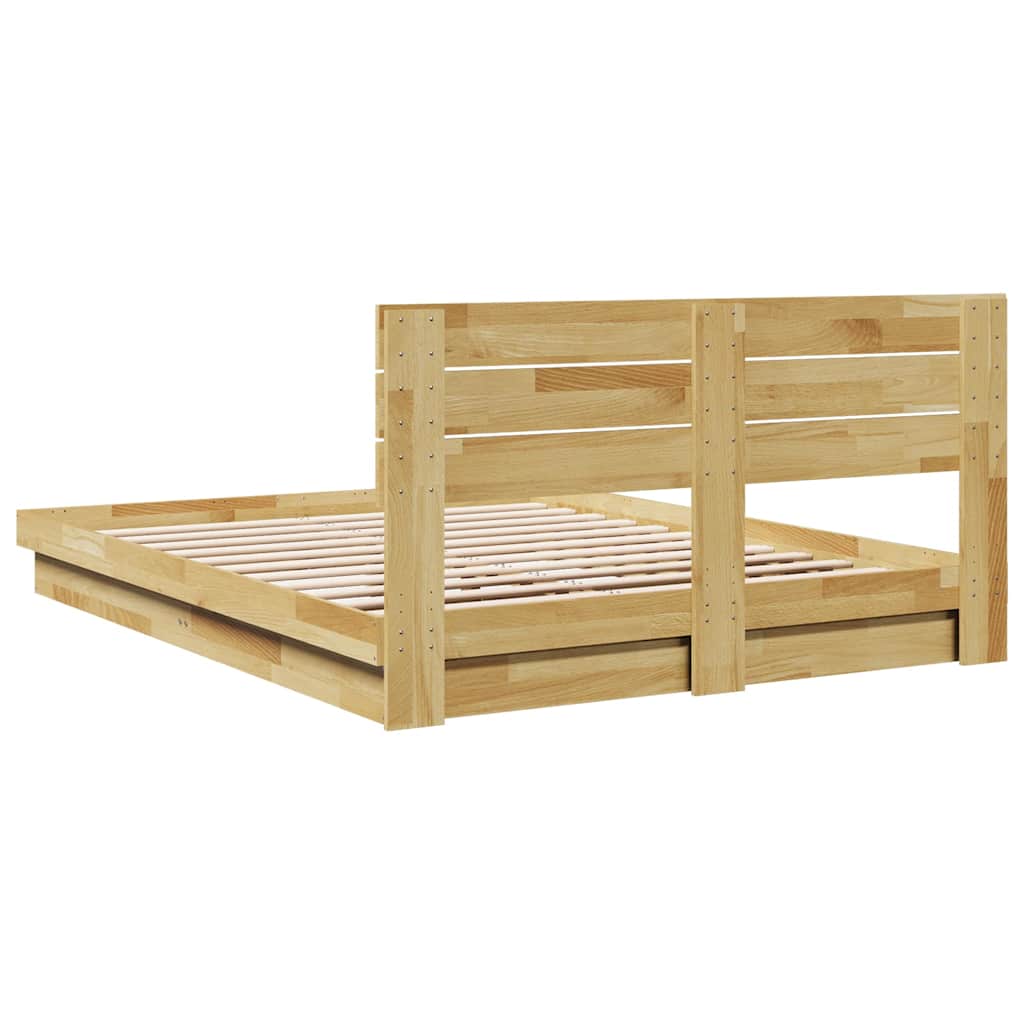 Bed Frame with Headboard without Mattress 135x190 cm Solid Wood Oak