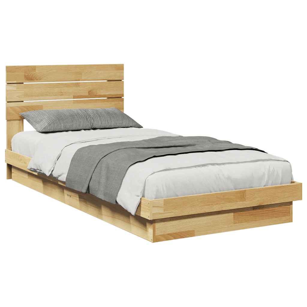 Bed Frame with Headboard without Mattress 90x190 cm Solid Wood Oak