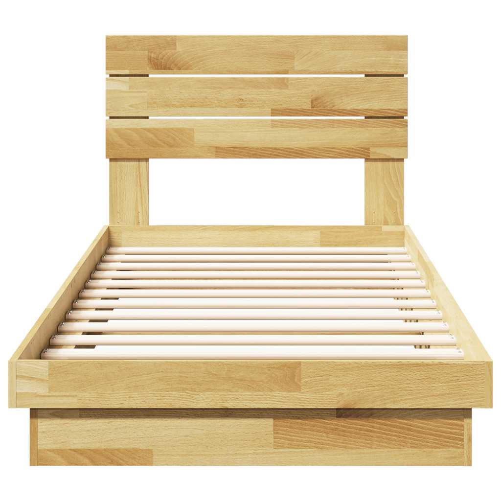 Bed Frame with Headboard without Mattress 90x190 cm Solid Wood Oak