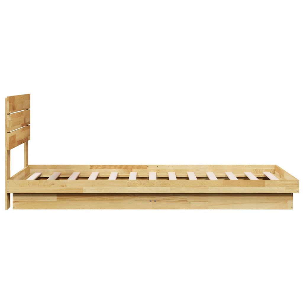 Bed Frame with Headboard without Mattress 90x190 cm Solid Wood Oak