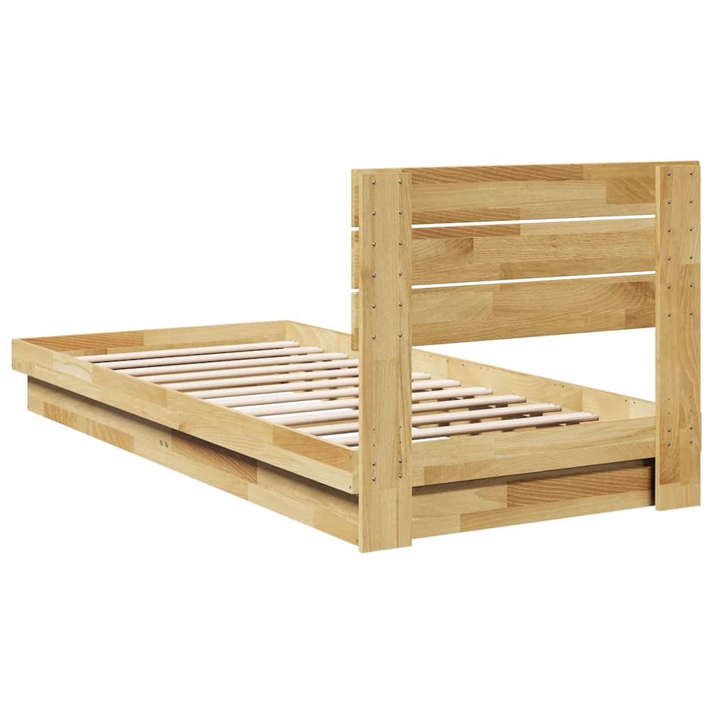 Bed Frame with Headboard without Mattress 90x190 cm Solid Wood Oak