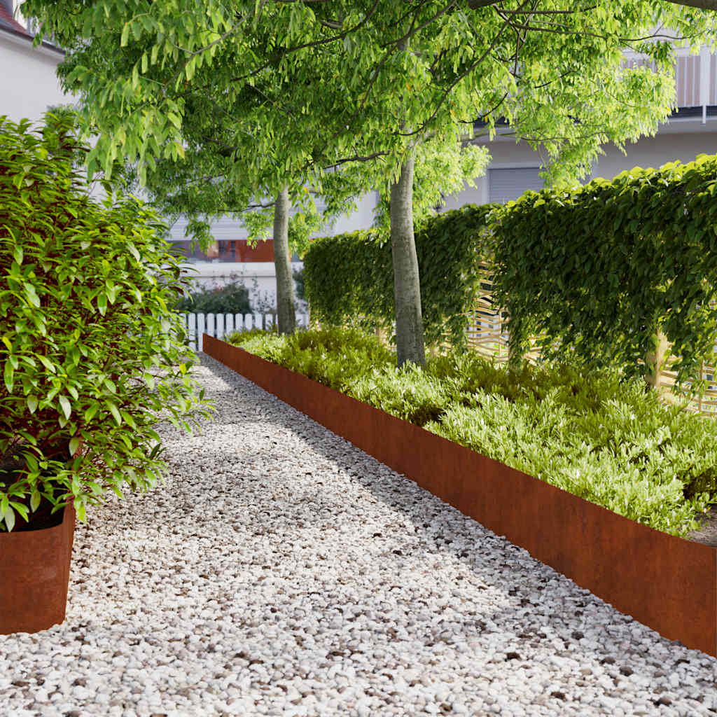 Lawn Edging 20 pcs 25 x 103 cm Weathering Steel Rusty
