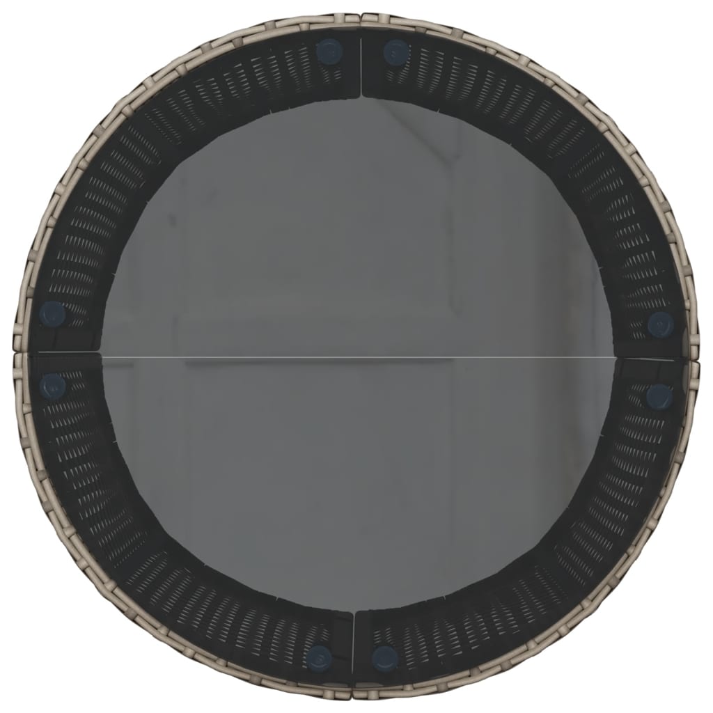 Garden Sofa with Table and Cushions Half-Round Grey Poly Rattan