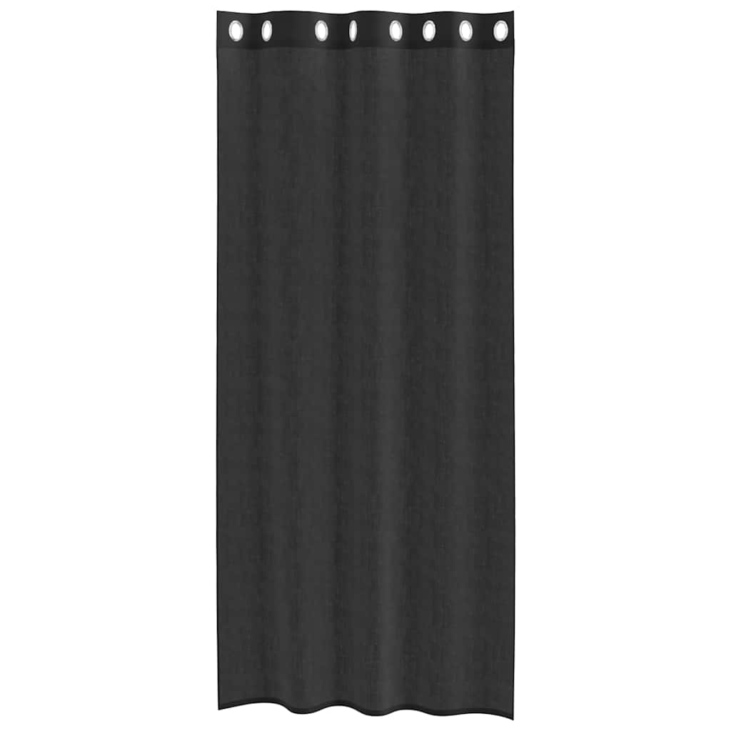 Voile Curtains with Grommets 2 pcs Black 140x245 cm