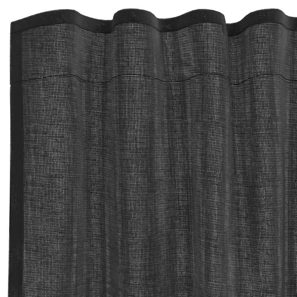 Voile Curtains with Rod Pockets 2 pcs Black