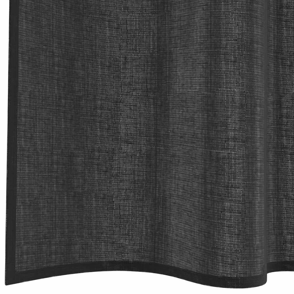 Voile Curtains with Rod Pockets 2 pcs Black