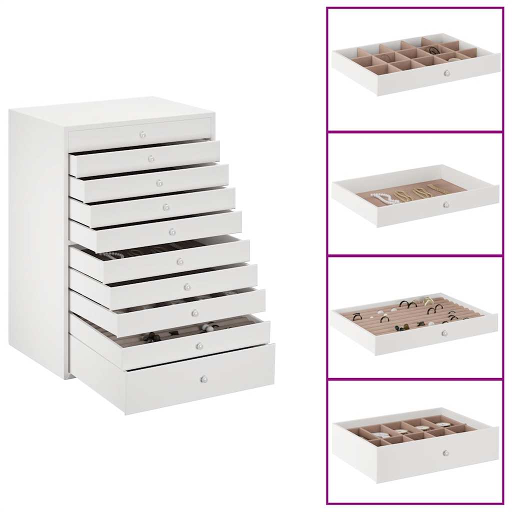 Jewellery Box 10-Layer with Watch Holders White 29x20.5x40.5 cm