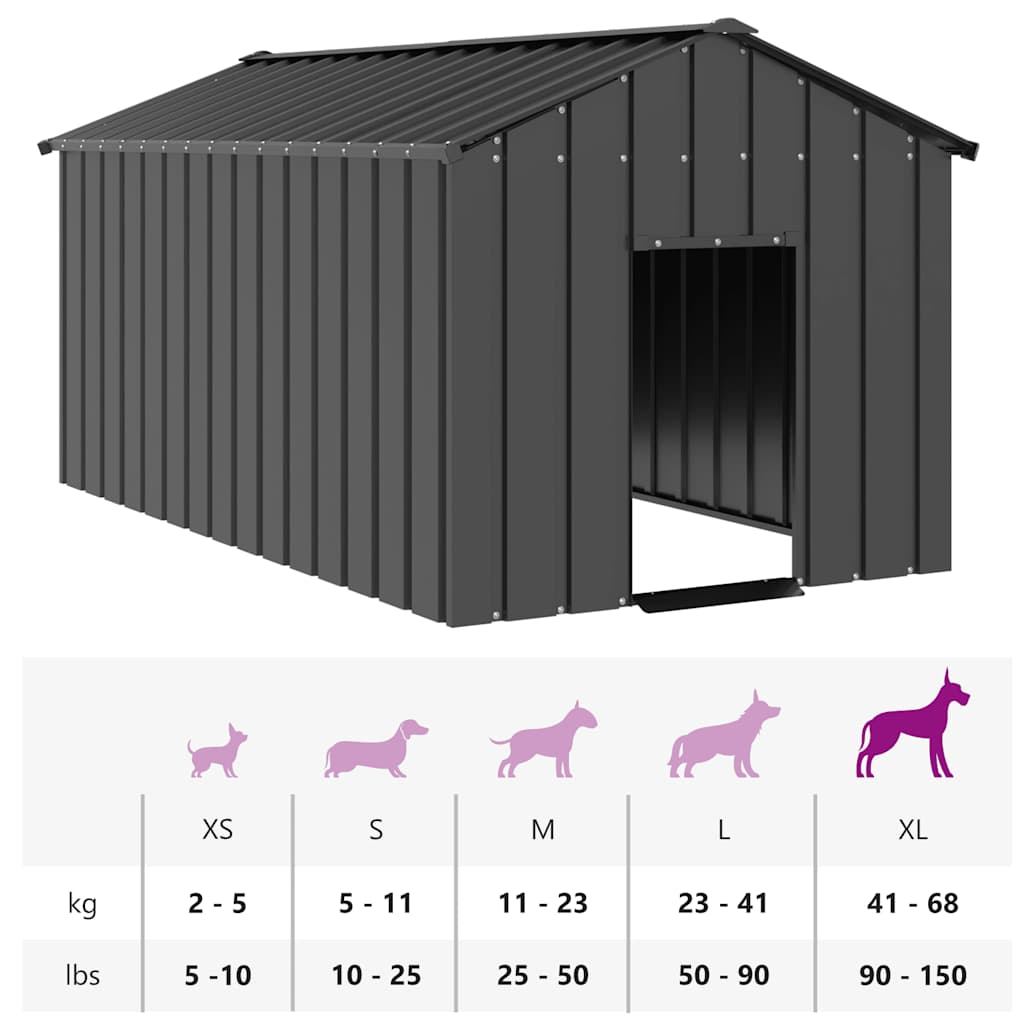 Dog House with Roof 114x202x101 cm Galvanised Steel