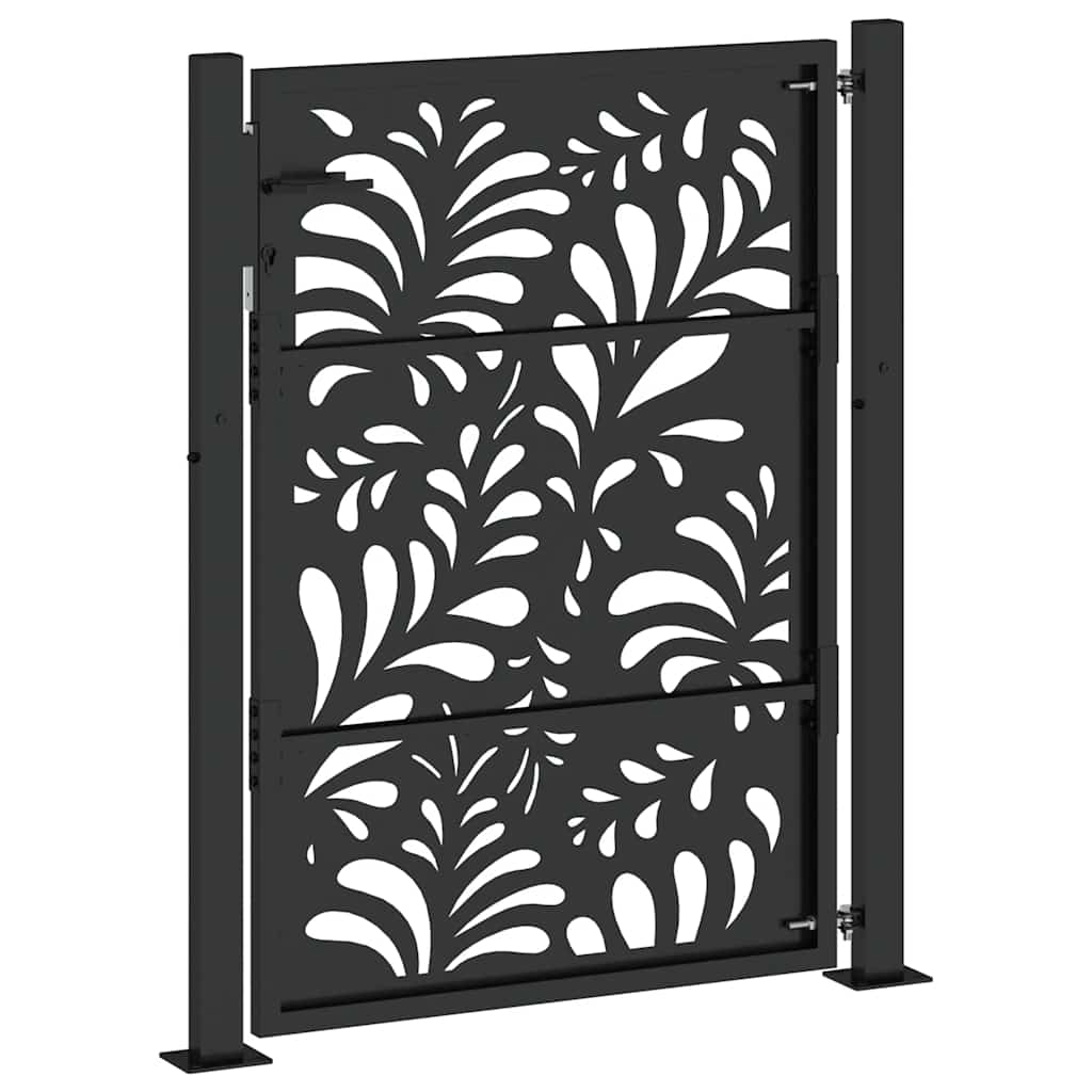Garden Gate Black 100x125 cm Steel Wave Design
