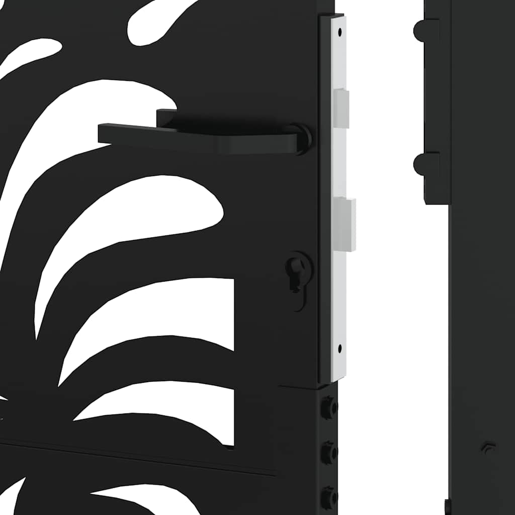 Garden Gate Black 100x125 cm Steel Wave Design