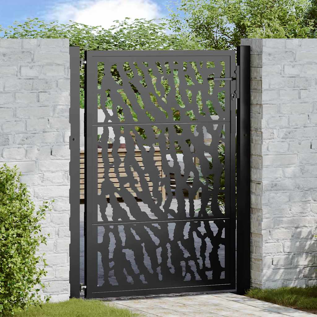 Garden Gate Black 100x125 cm Steel Trace Design