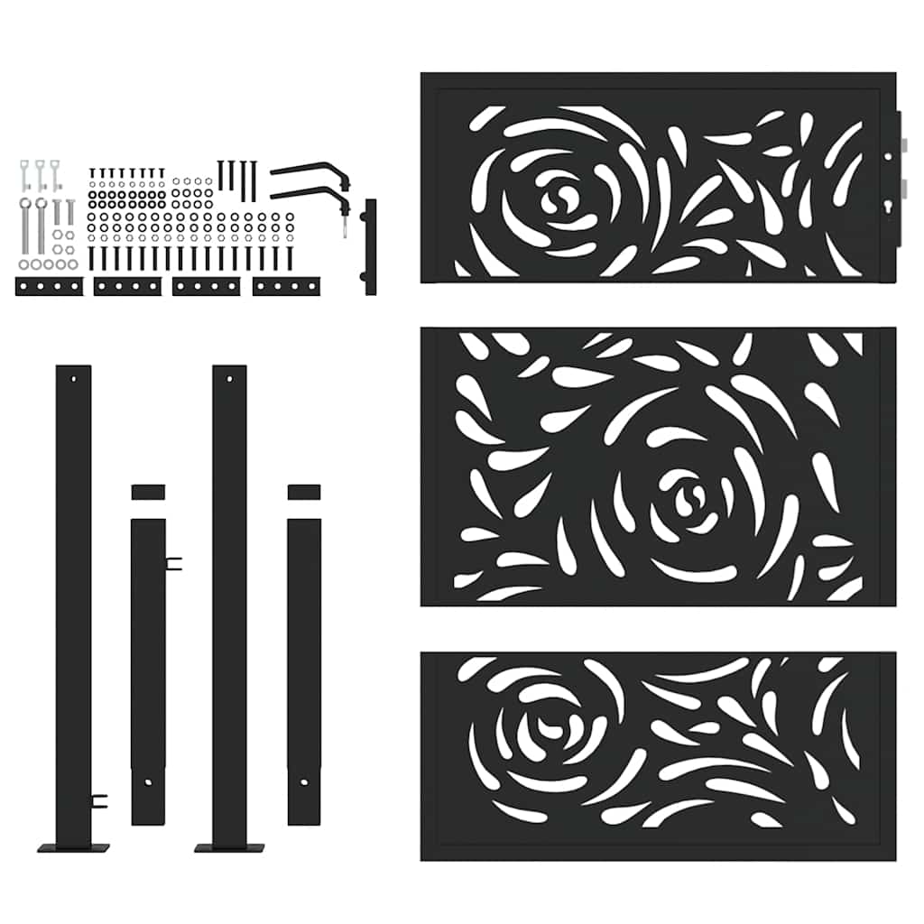Garden Gate Black 100x125 cm Steel Flame Design