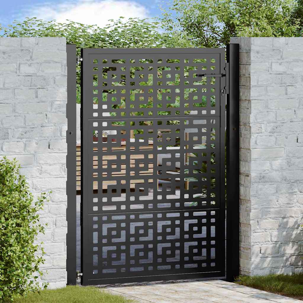 Garden Gate Black 100x125 cm Steel Cross Design