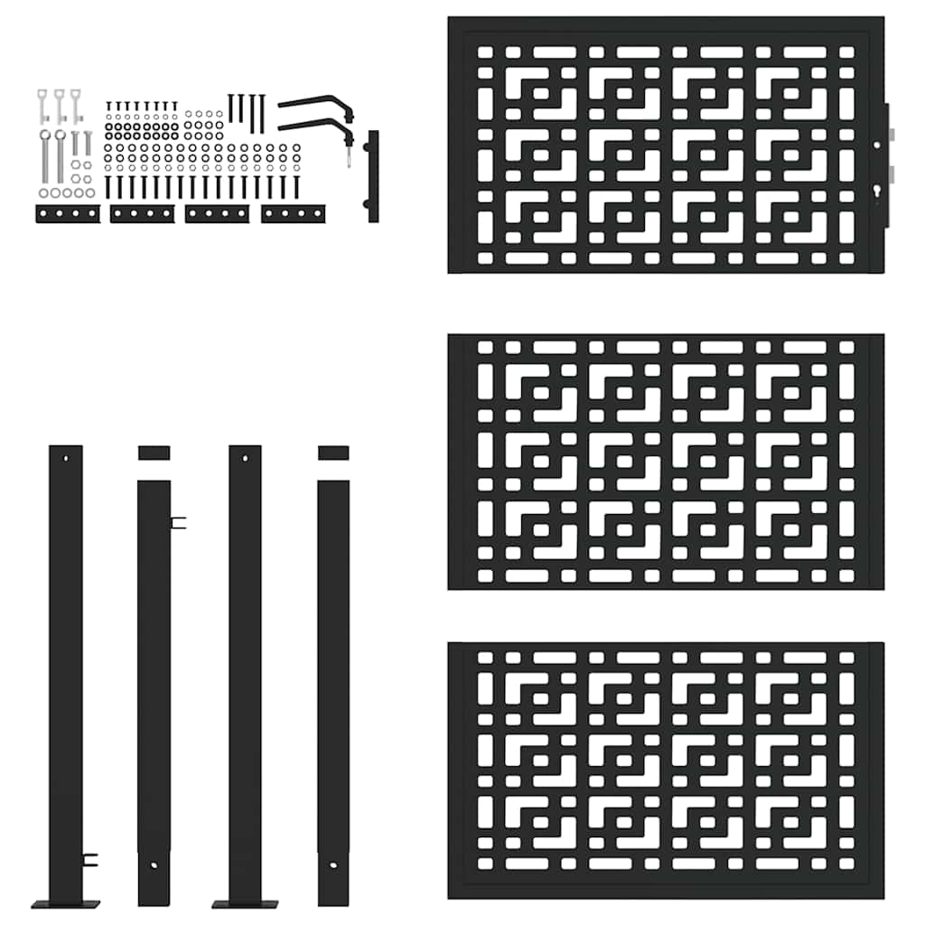 Garden Gate Black 100x150 cm Steel Cross Design