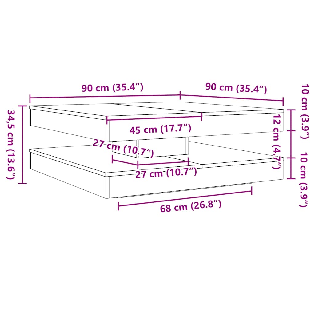 Coffee Table 360-Degree Rotatable White 90x90x34,5 cm
