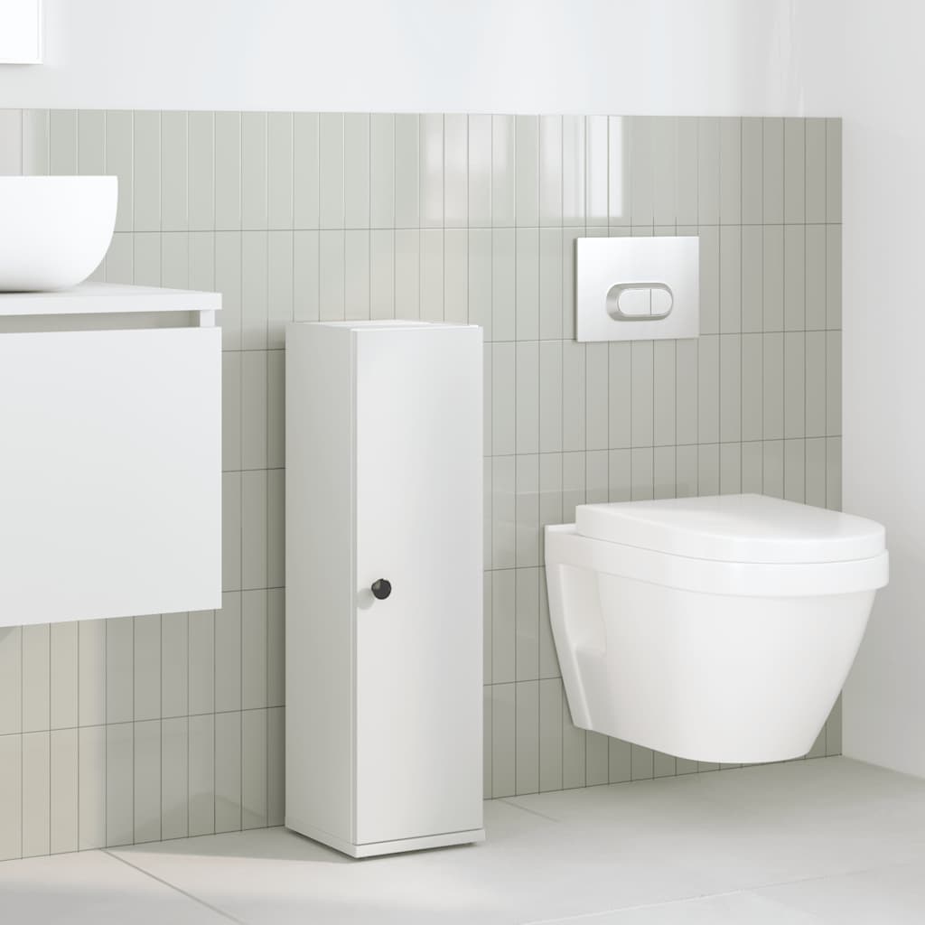 Bathroom Cabinet with Roll Holder White 20.5x22x72 cm