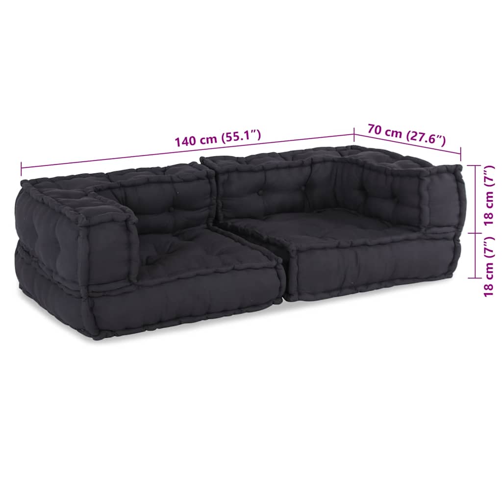 2-seater Modular Sofa Anthracite 140x70x36 Fabric