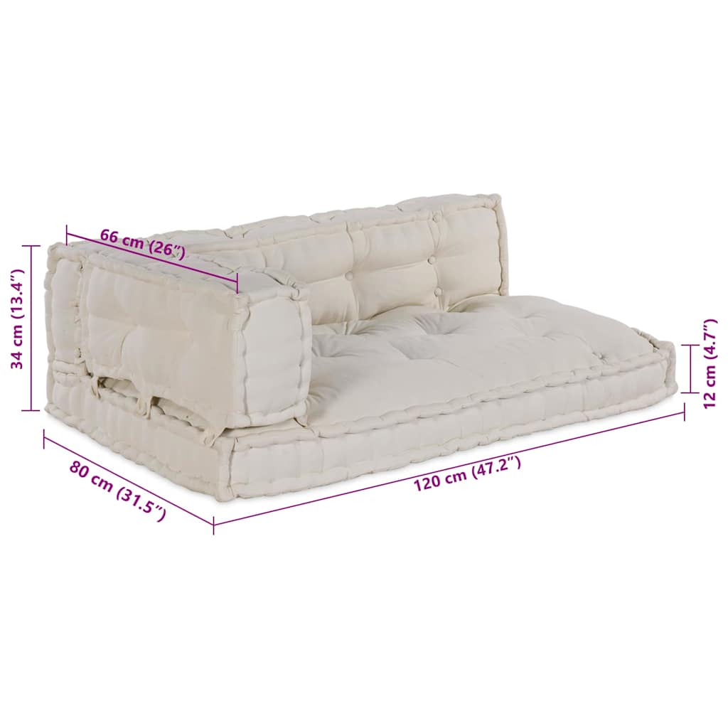 Pallet Sofa Cushion 3 pcs Cream Fabric