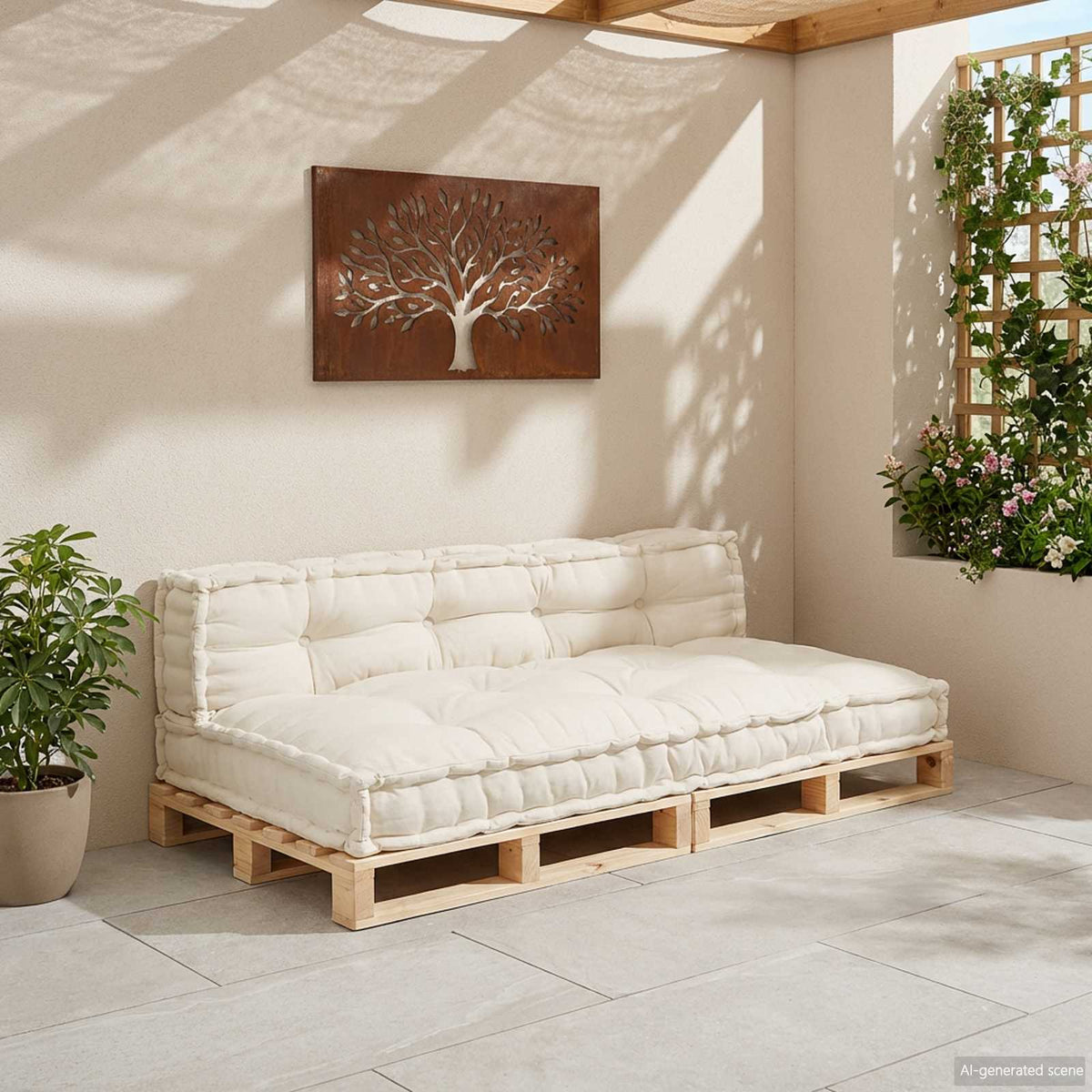 Pallet Sofa Cushion 2 pcs Cream 120 x 80 x 38 cm Fabric