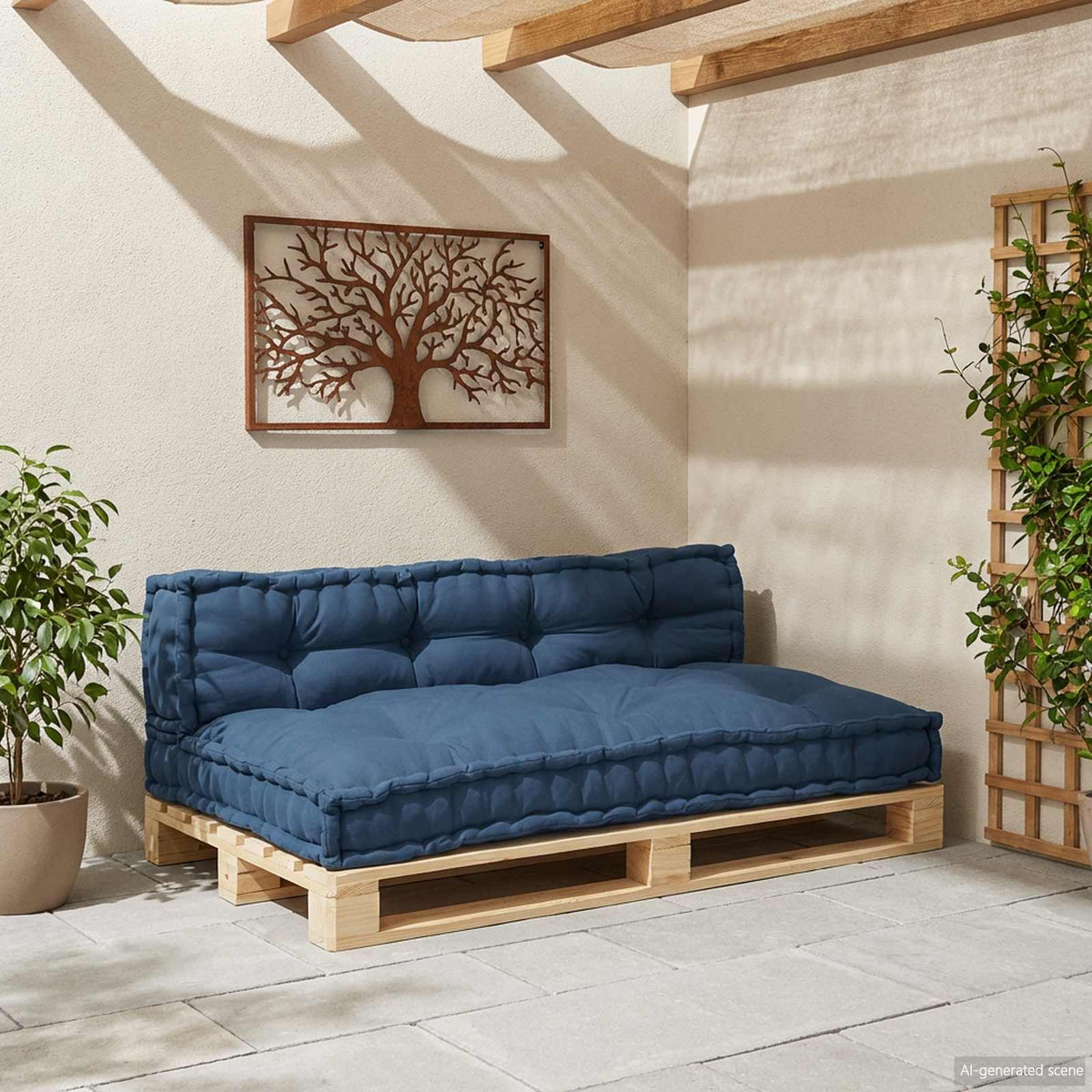 Pallet Sofa Cushion 2 pcs Indigo 120 x 80 x 38 cm Fabric