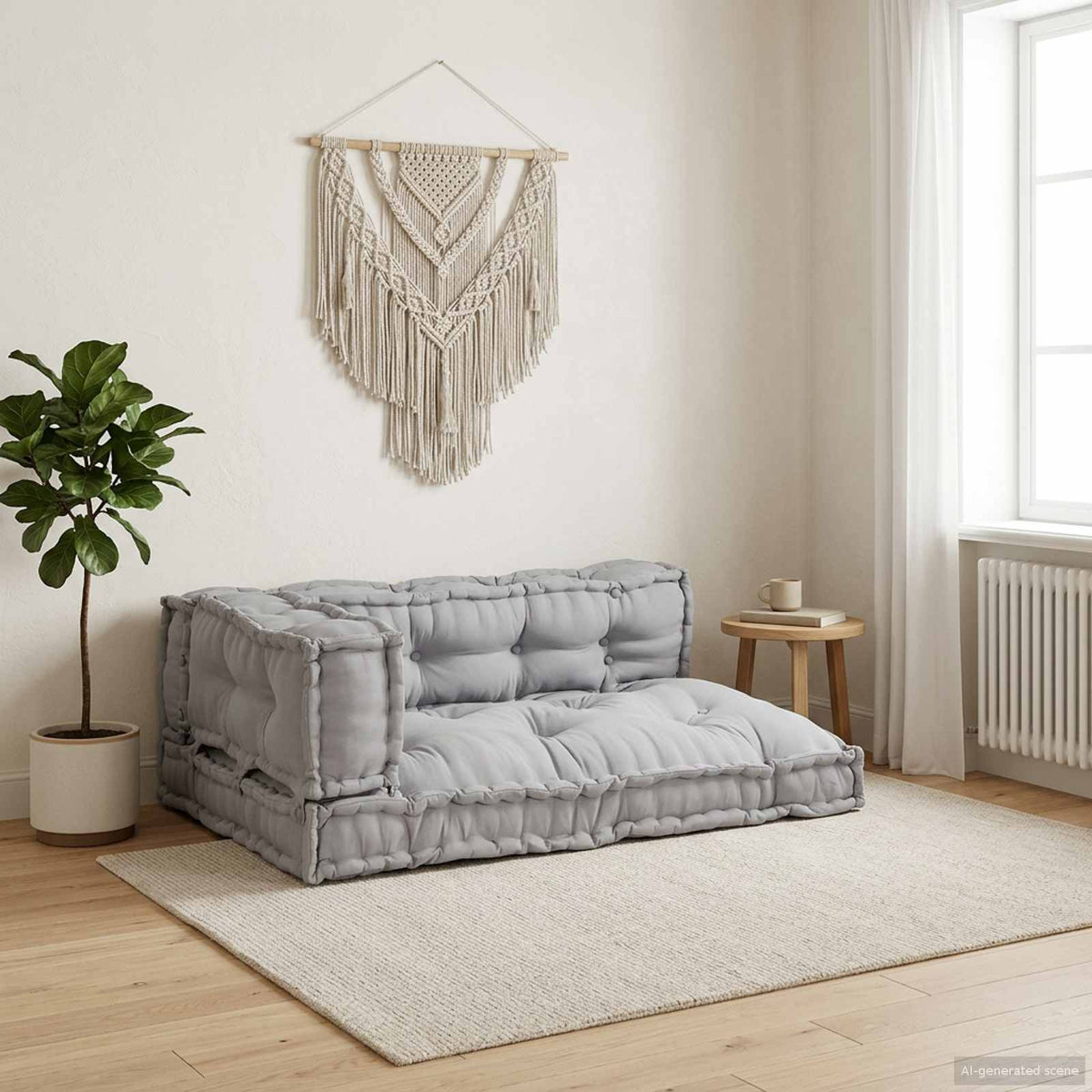 Pallet Sofa Cushion 3 pcs Grey 120 x 80 x 38 cm Fabric