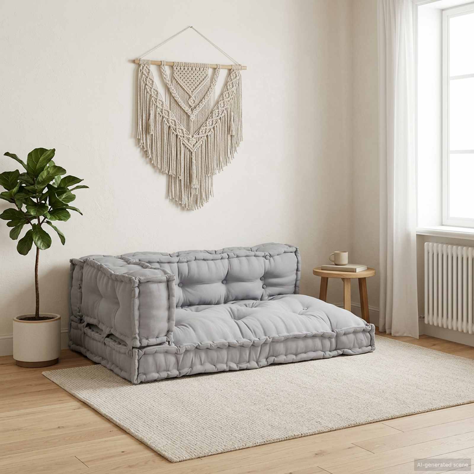 Pallet Sofa Cushion 3 pcs Grey 120 x 80 x 38 cm Fabric