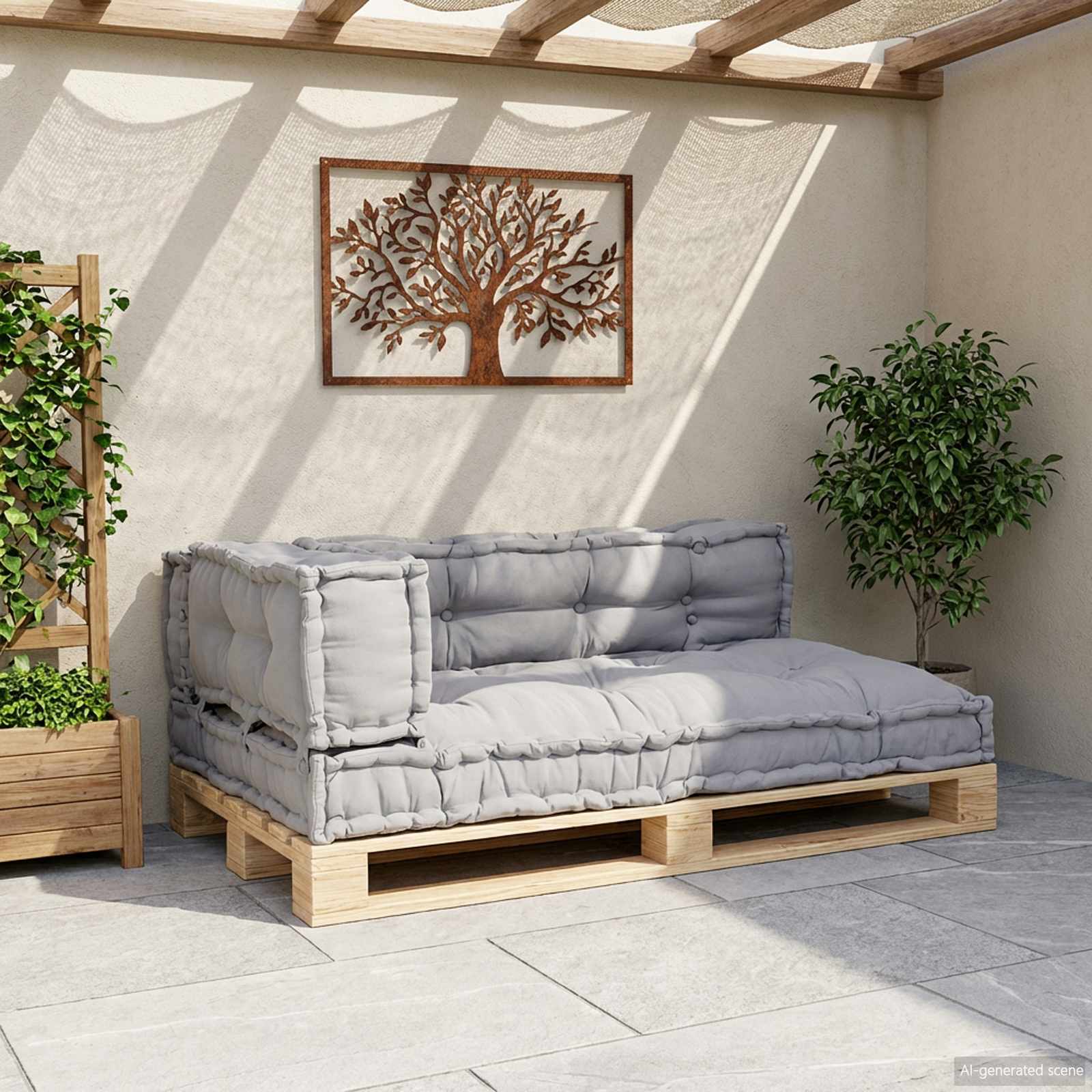 Pallet Sofa Cushion 3 pcs Grey 120 x 80 x 38 cm Fabric