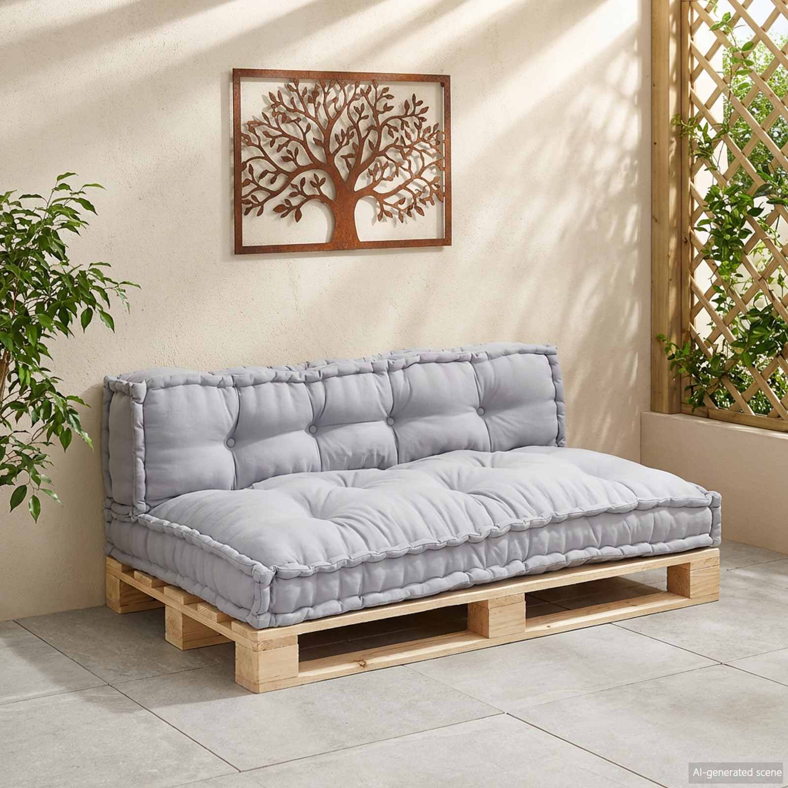 Pallet Sofa Cushion 2 pcs Grey 120 x 80 x 38 cm Fabric