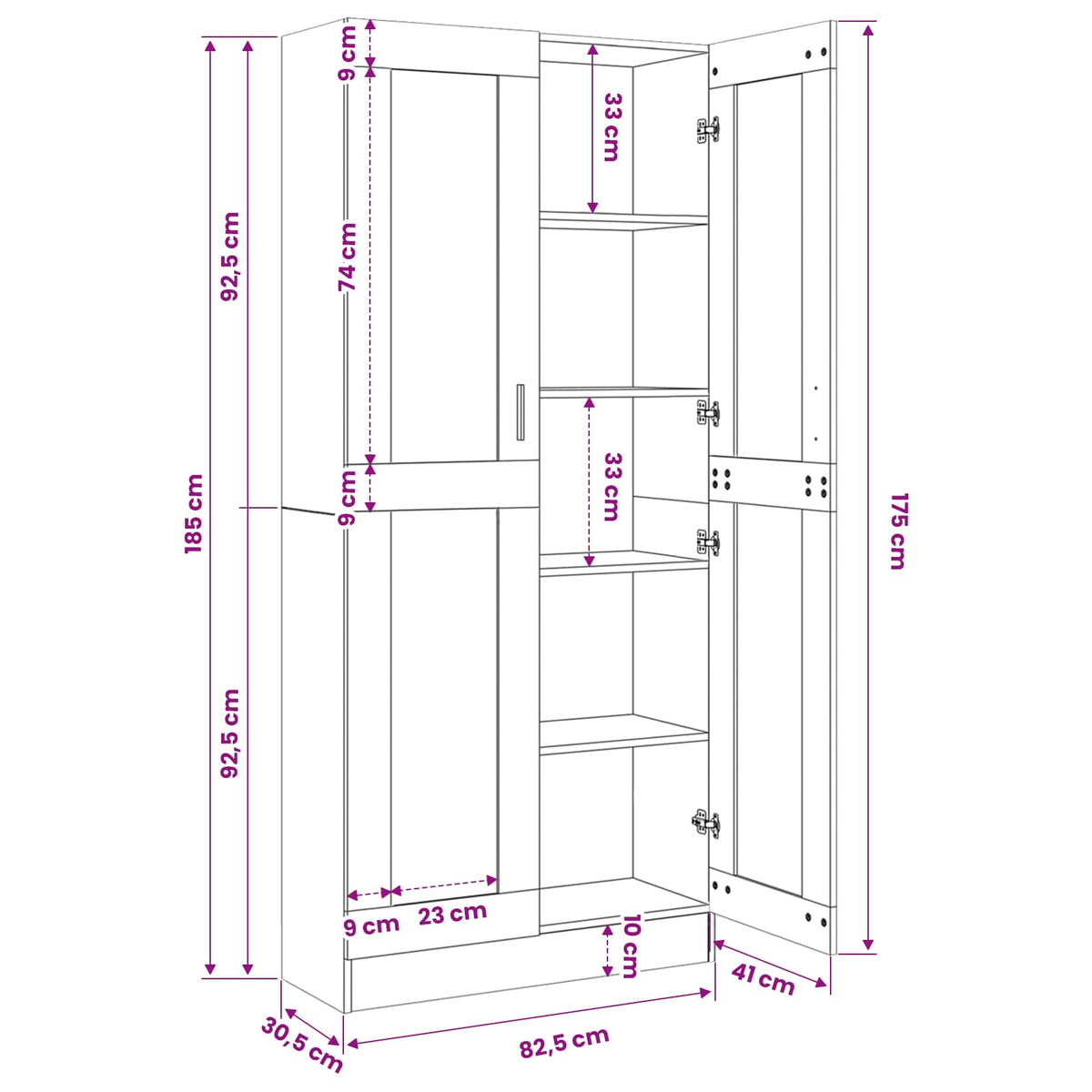 Highboard Artisan Oak 82.5x30.5x185 cm Engineered Wood