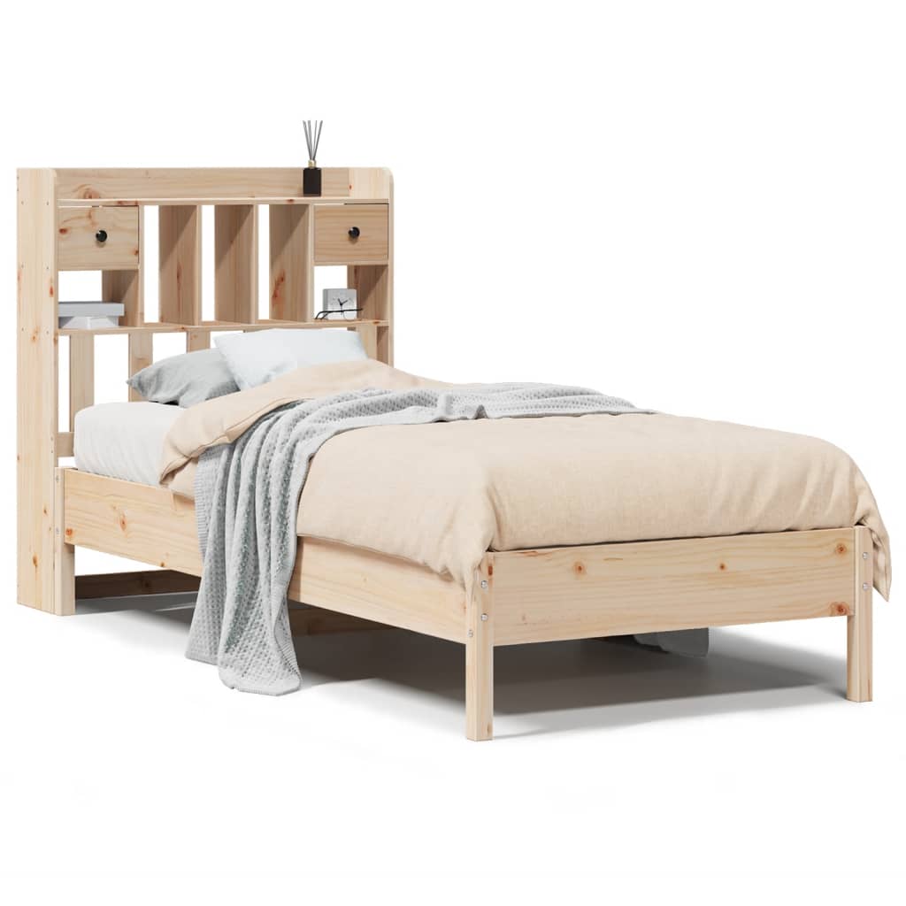 Bookcase Bed without Mattress 90x190cm Solid Wood Pine