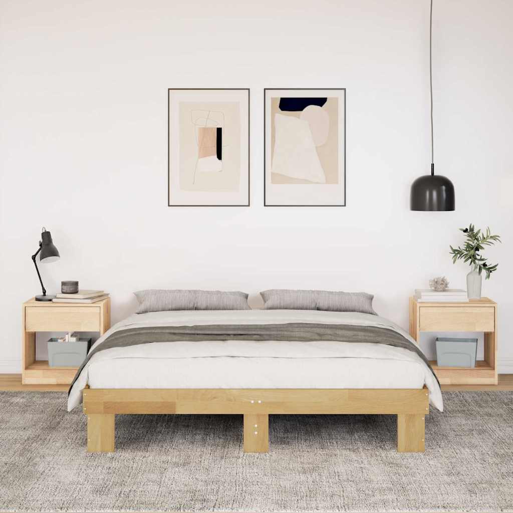 Bed Frame without Mattress 150x200 cm Solid Wood Oak