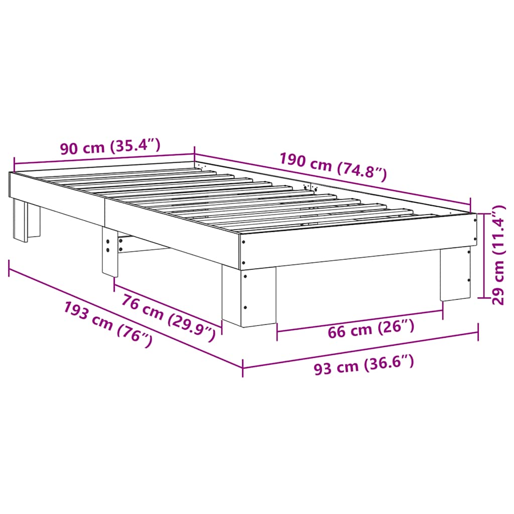 Bed Frame without Mattress 90x190 cm Solid Wood Oak