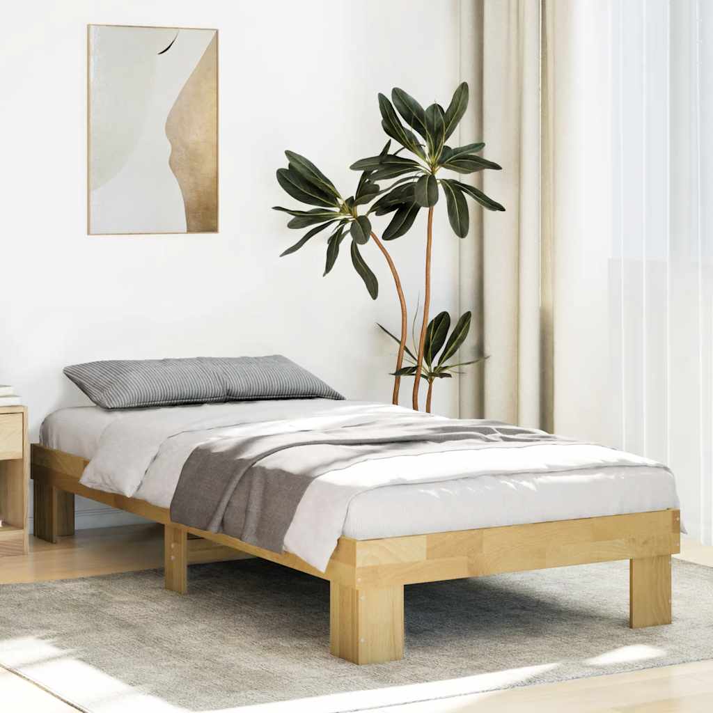 Bed Frame without Mattress 90x190 cm Solid Wood Oak
