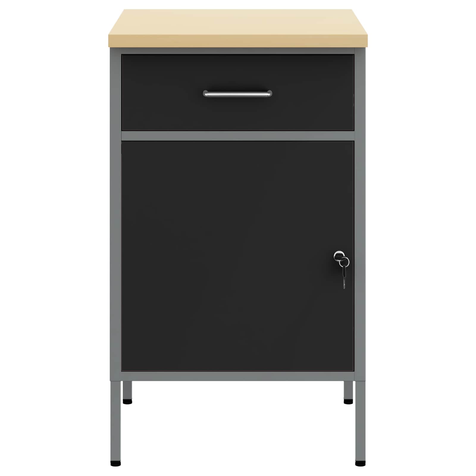Work Bench with Drawer with Lock Black and Grey 50 x 55 x 85 cm