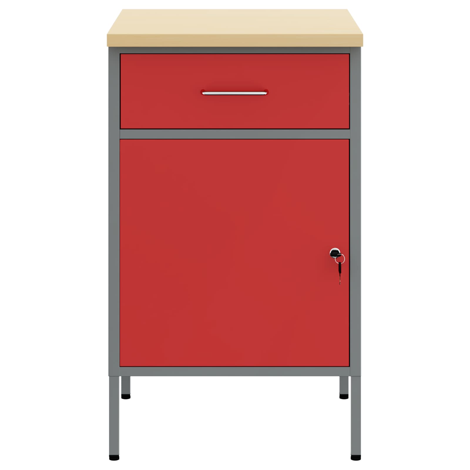 Work Bench with Drawer with Lock Red and Grey 50 x 55 x 85 cm