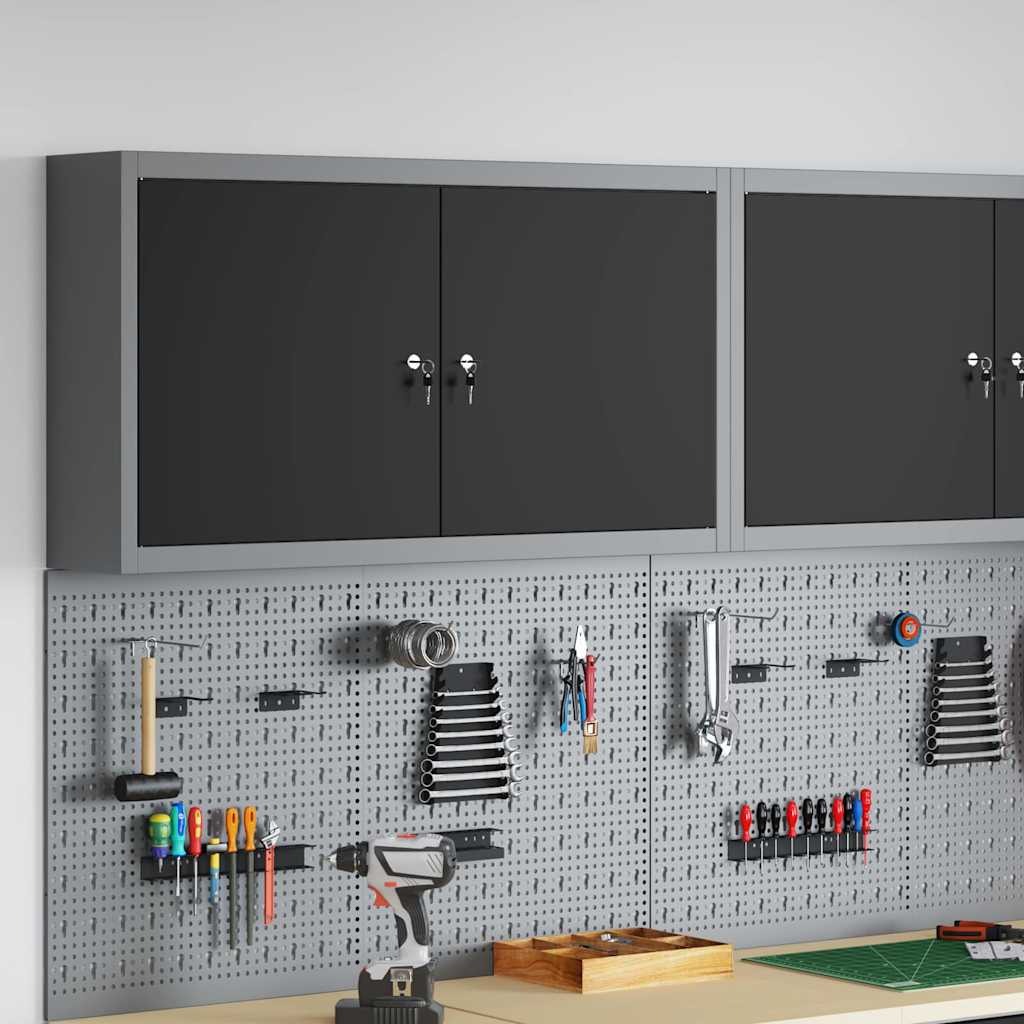 Tool Cabinet with Shelf Black and Grey 100 x 20 x 55 cm Steel