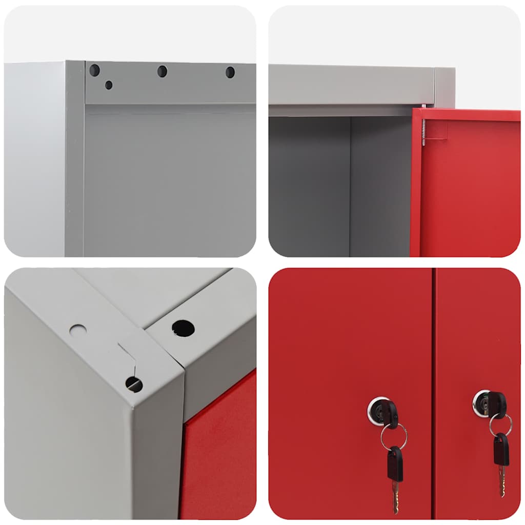 Tool Cabinet with Shelf Red and Grey 100 x 20 x 55 cm Steel