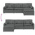 Modular Sofa with Footstool and Cushions Dark Grey
