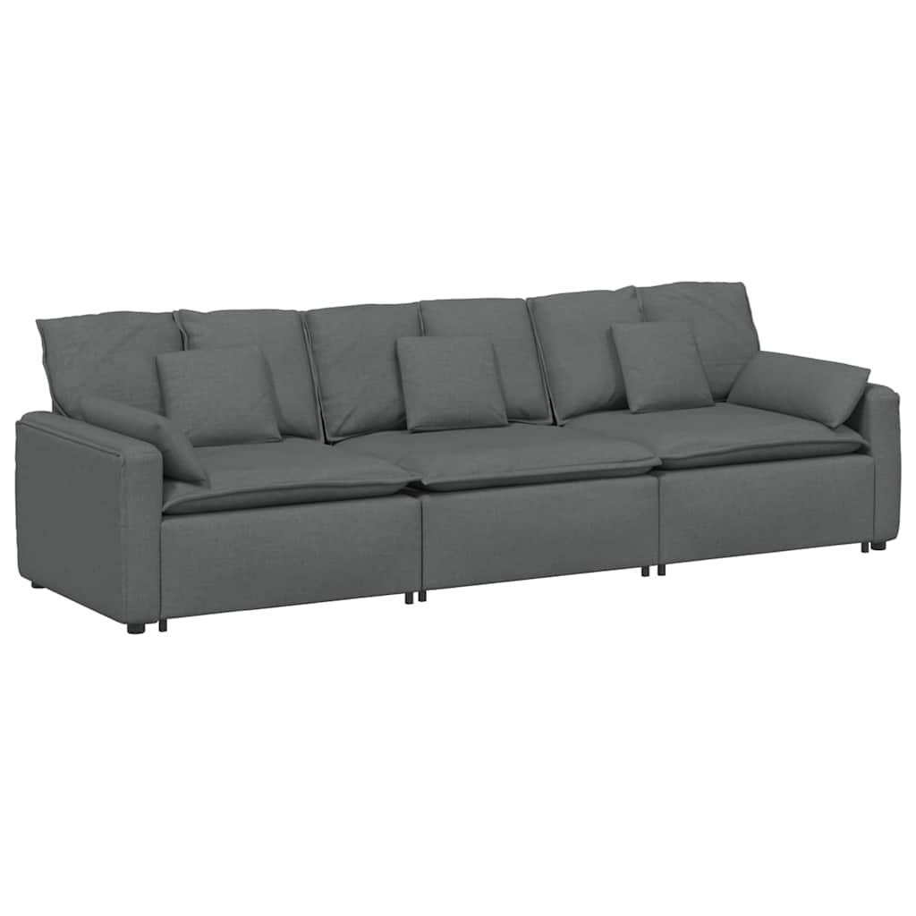 Modular Sofa with Cushions Dark Grey