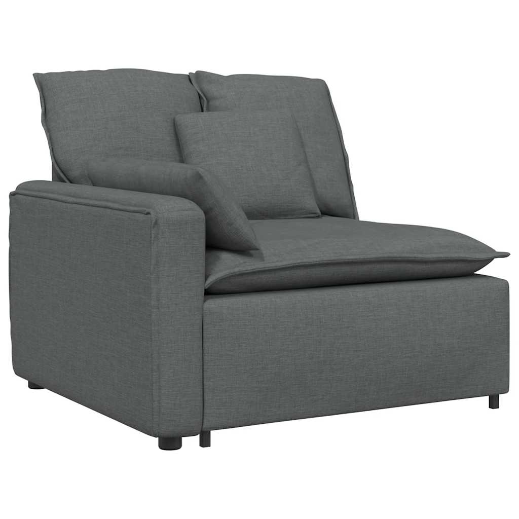 Modular Sofa with Cushions Fabric Dark Grey