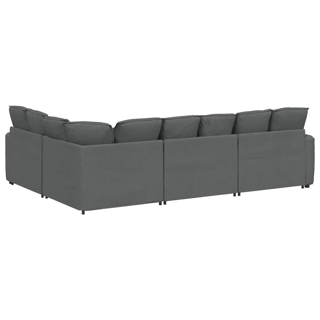 Modular Sofa with Cushions Fabric Dark Grey